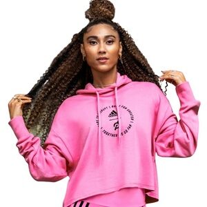 Adidas x Peloton Pink Crop Hoodie